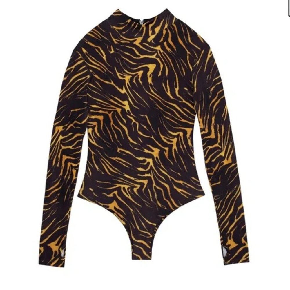 Mikoh Black and Gold Gato Bodysuit swimsuit. Womens. Medium